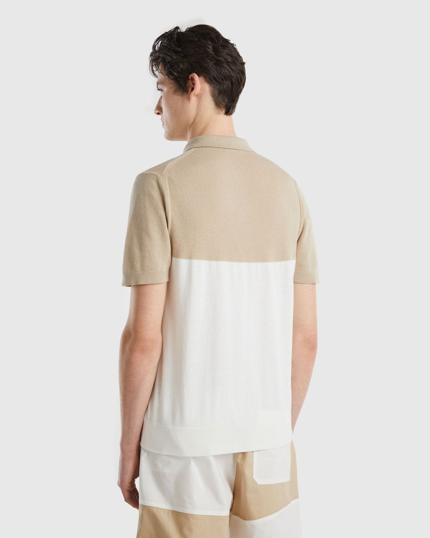 Knit color block polo