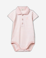 Polo bodysuit in stretch cotton