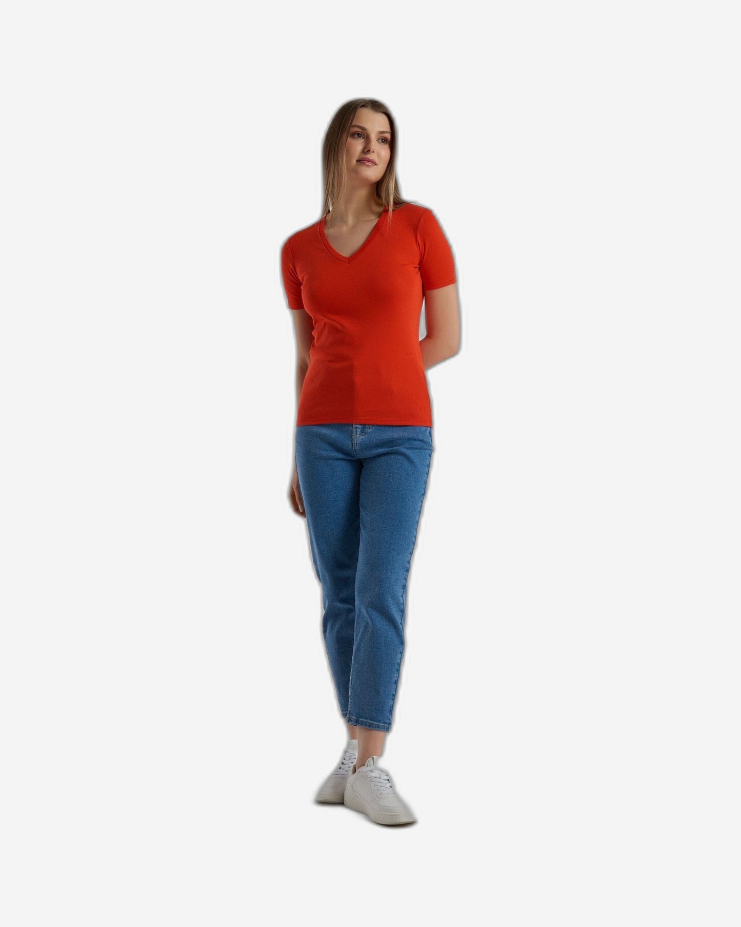 Pure cotton t-shirt with V-neck