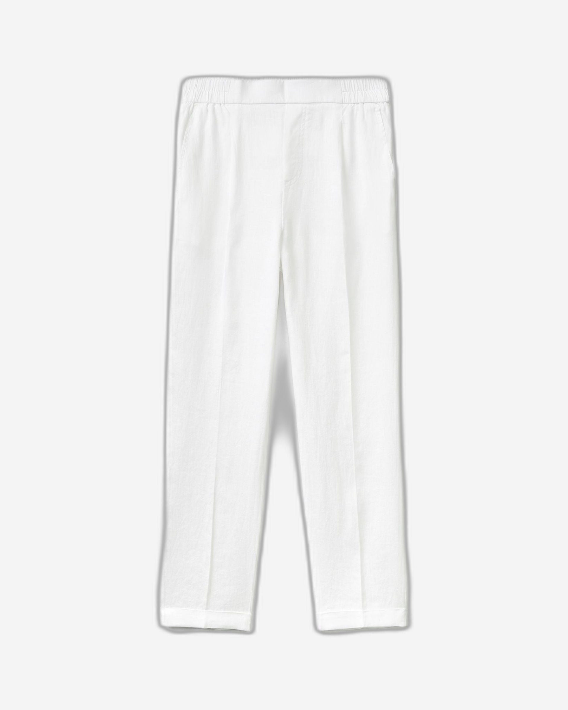 Cropped trousers in 100% linen