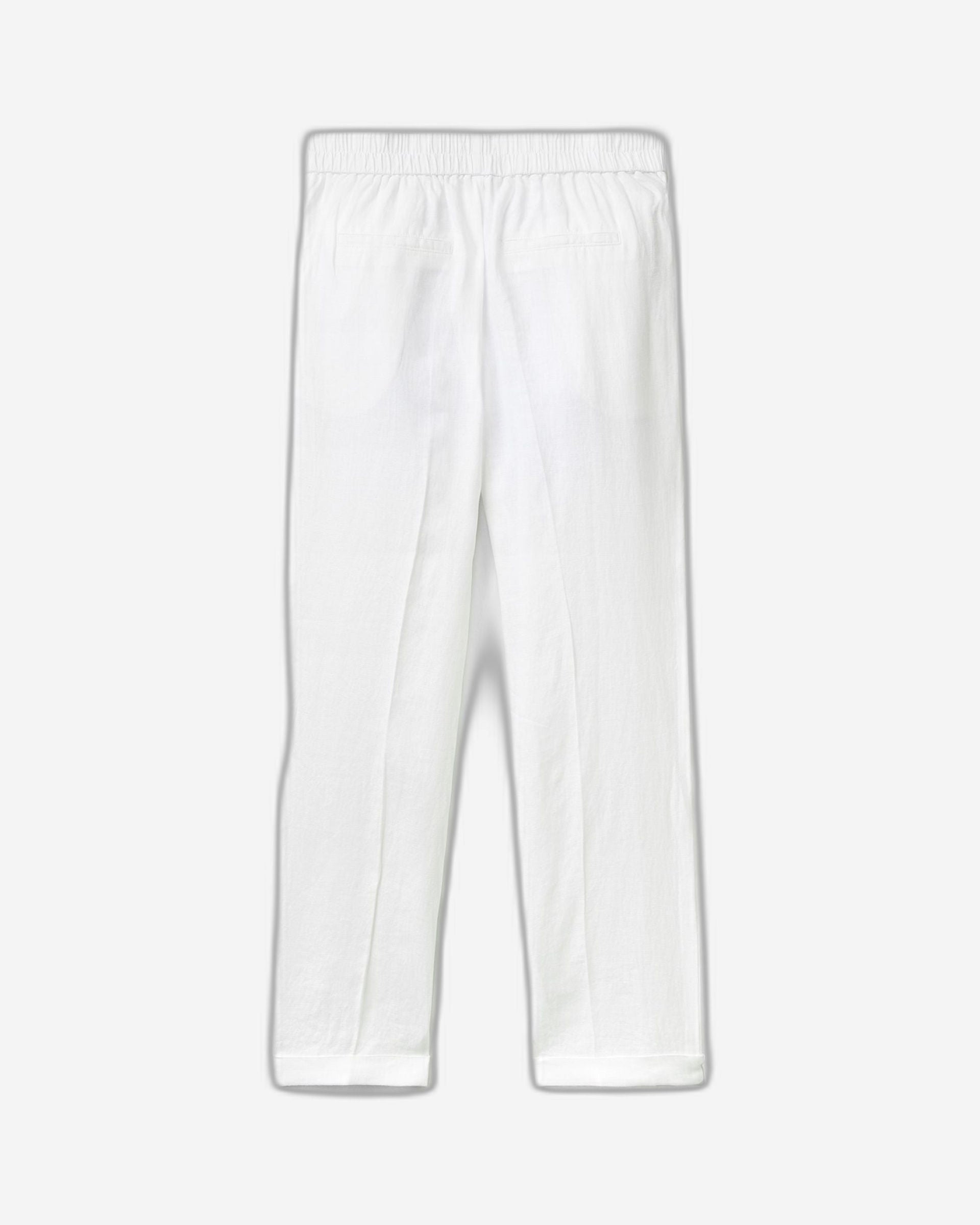 Cropped trousers in 100% linen