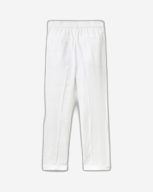 Cropped trousers in 100% linen