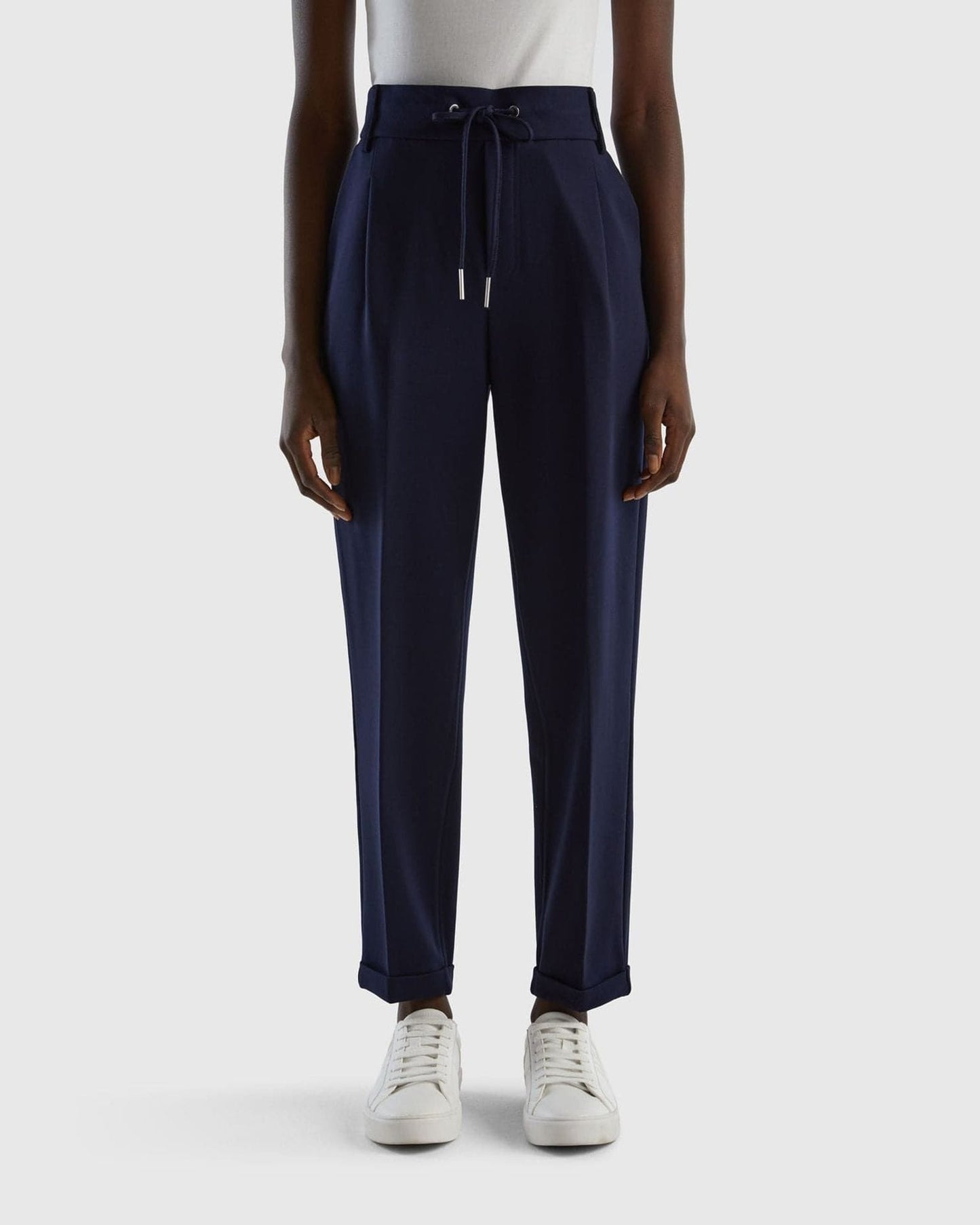 Yarn dyed trousers with drawstring