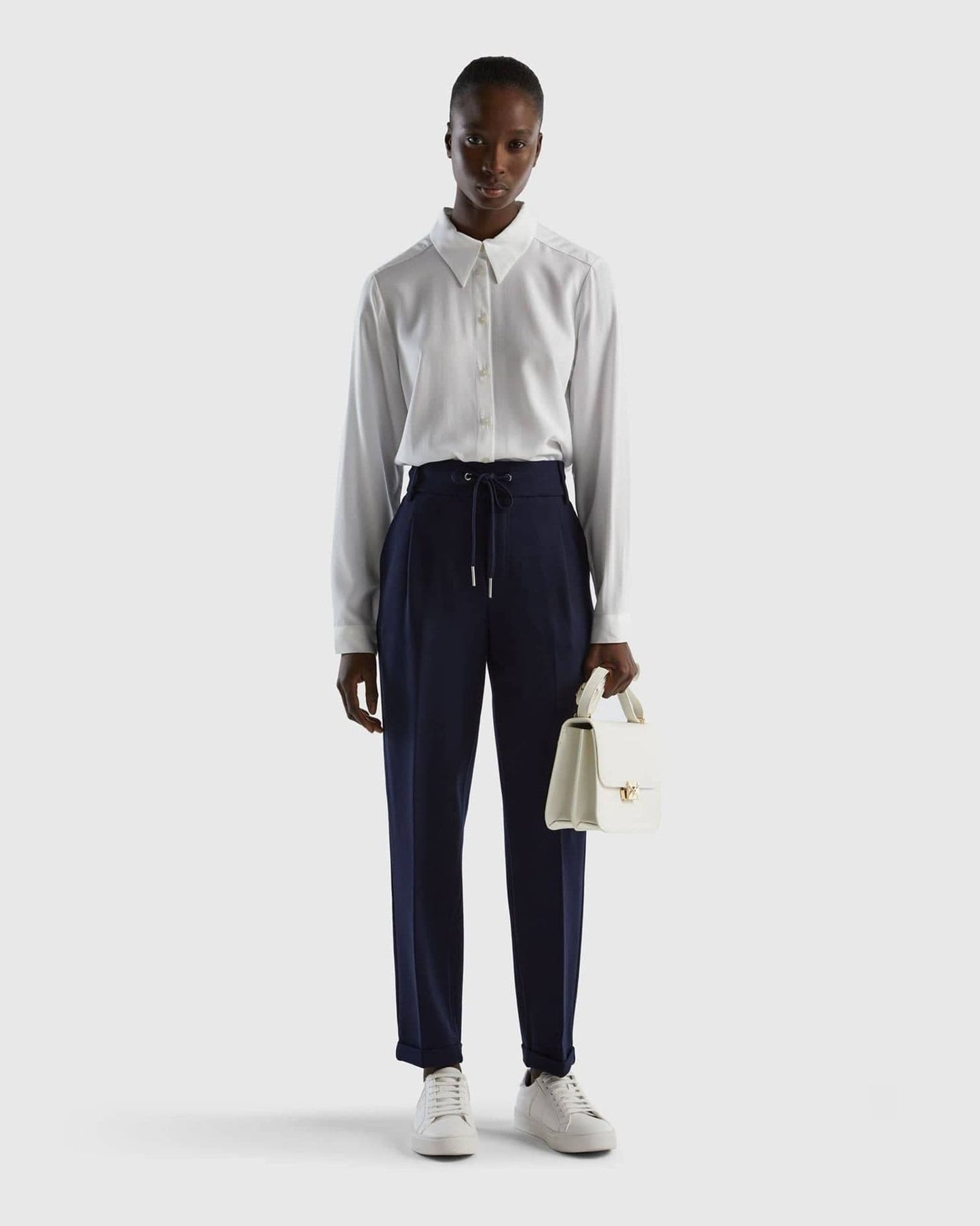 Yarn dyed trousers with drawstring