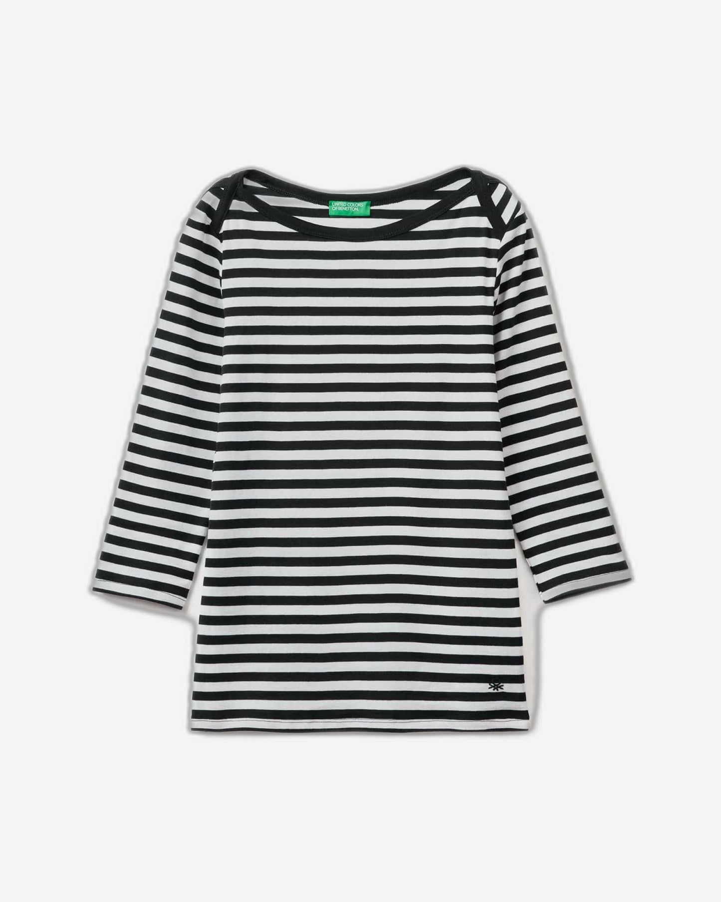 Striped 3/4 sleeve t-shirt in 100% cotton