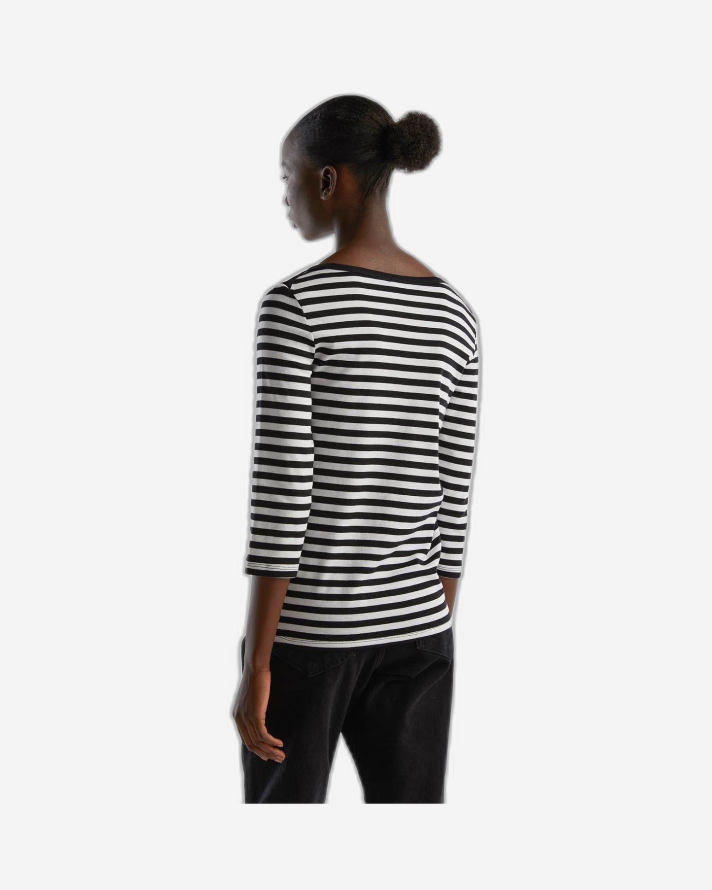 Striped 3/4 sleeve t-shirt in 100% cotton