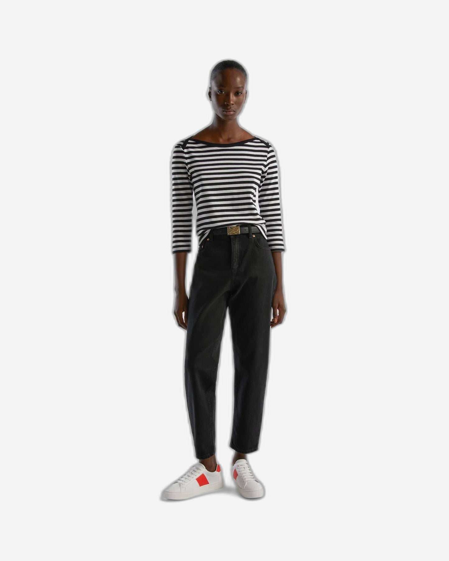 Striped 3/4 sleeve t-shirt in 100% cotton