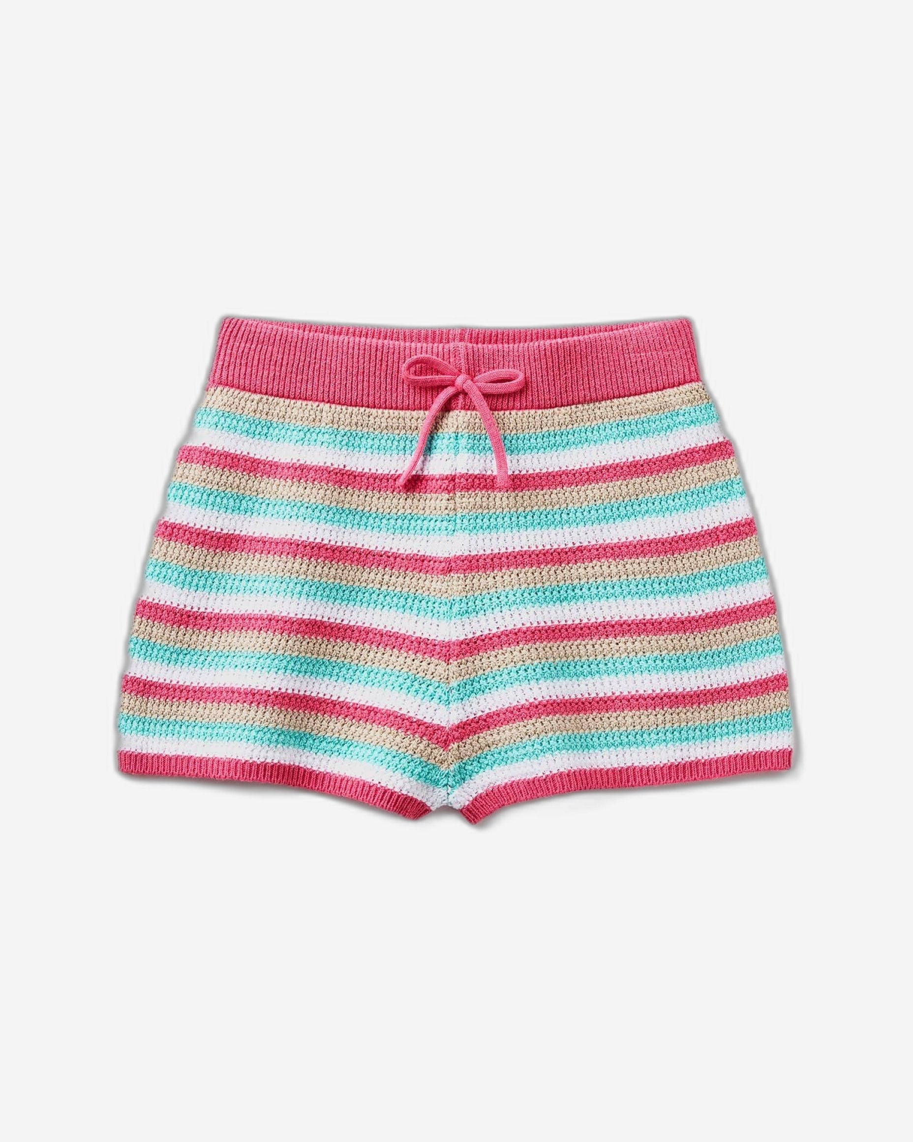 Striped crochet shorts