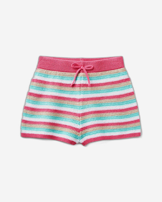 Striped crochet shorts