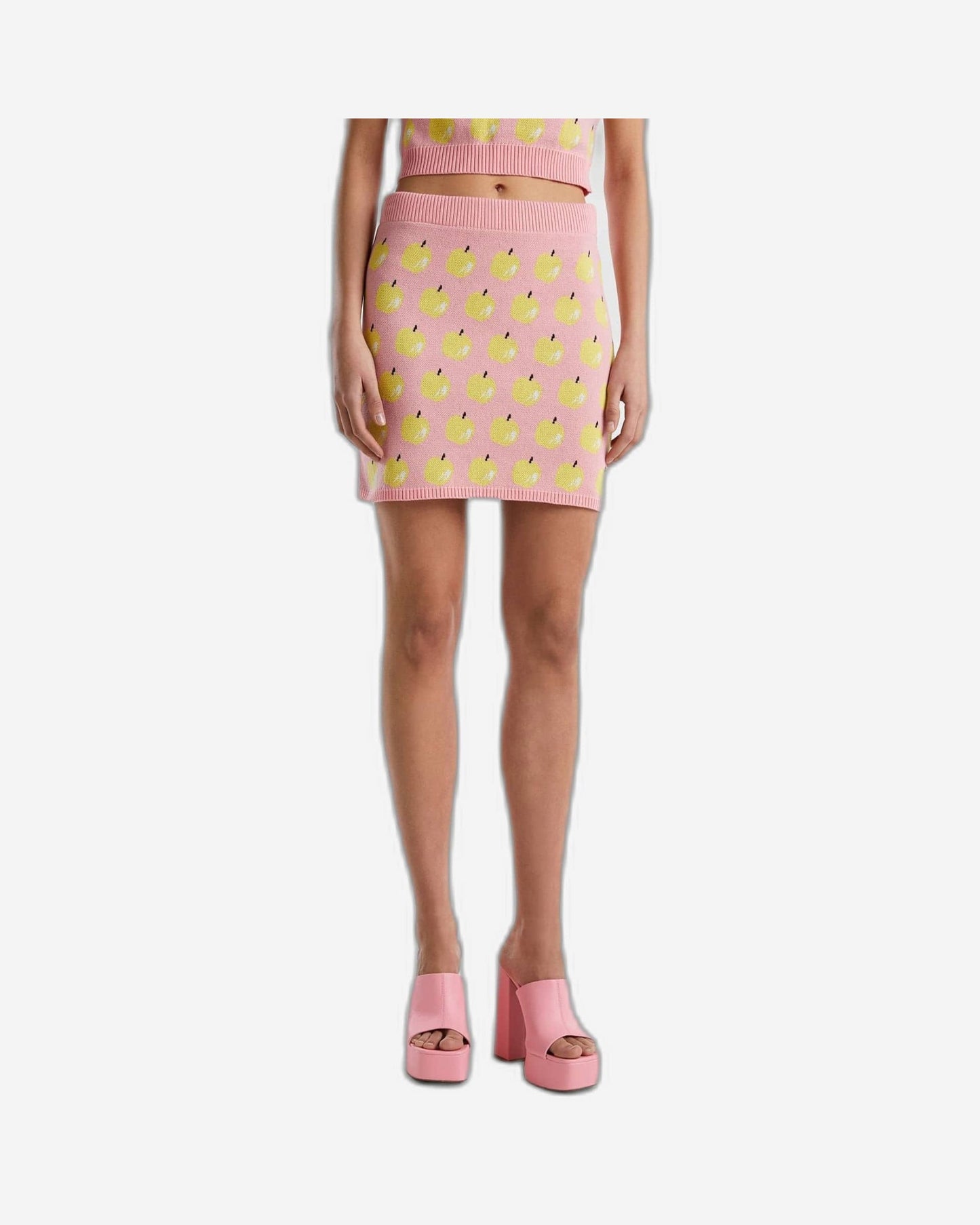 Mini skirt with fruit pattern