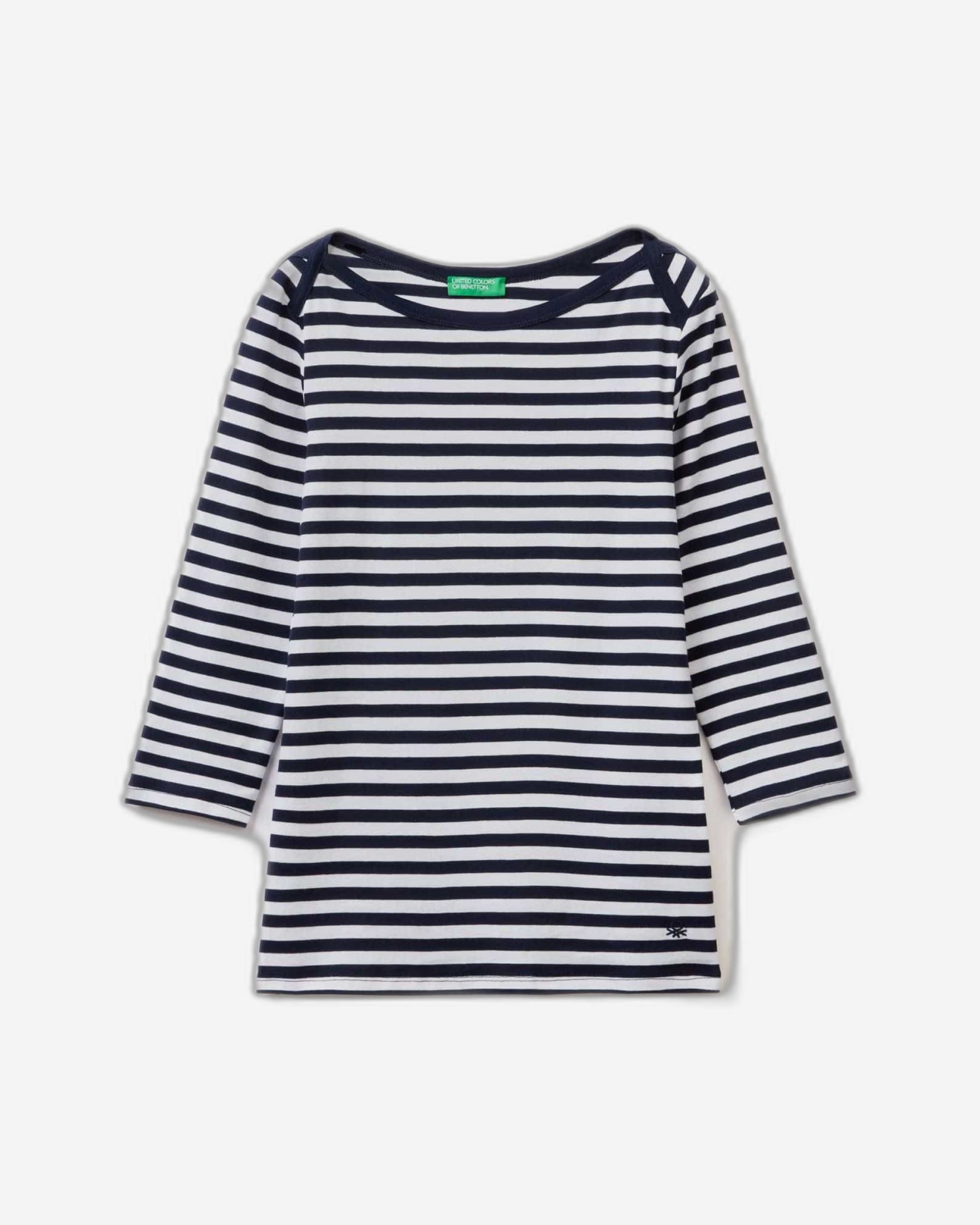 Striped 3/4 sleeve t-shirt in 100% cotton