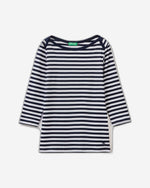 Striped 3/4 sleeve t-shirt in 100% cotton