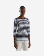 Striped 3/4 sleeve t-shirt in 100% cotton