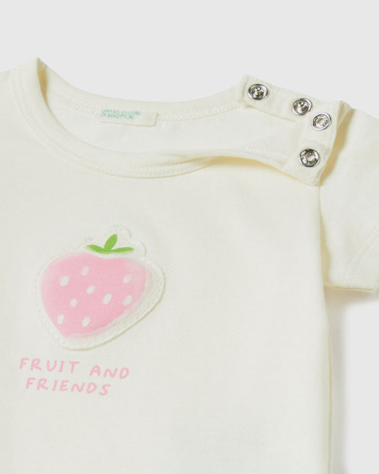 T-shirt with patch and print