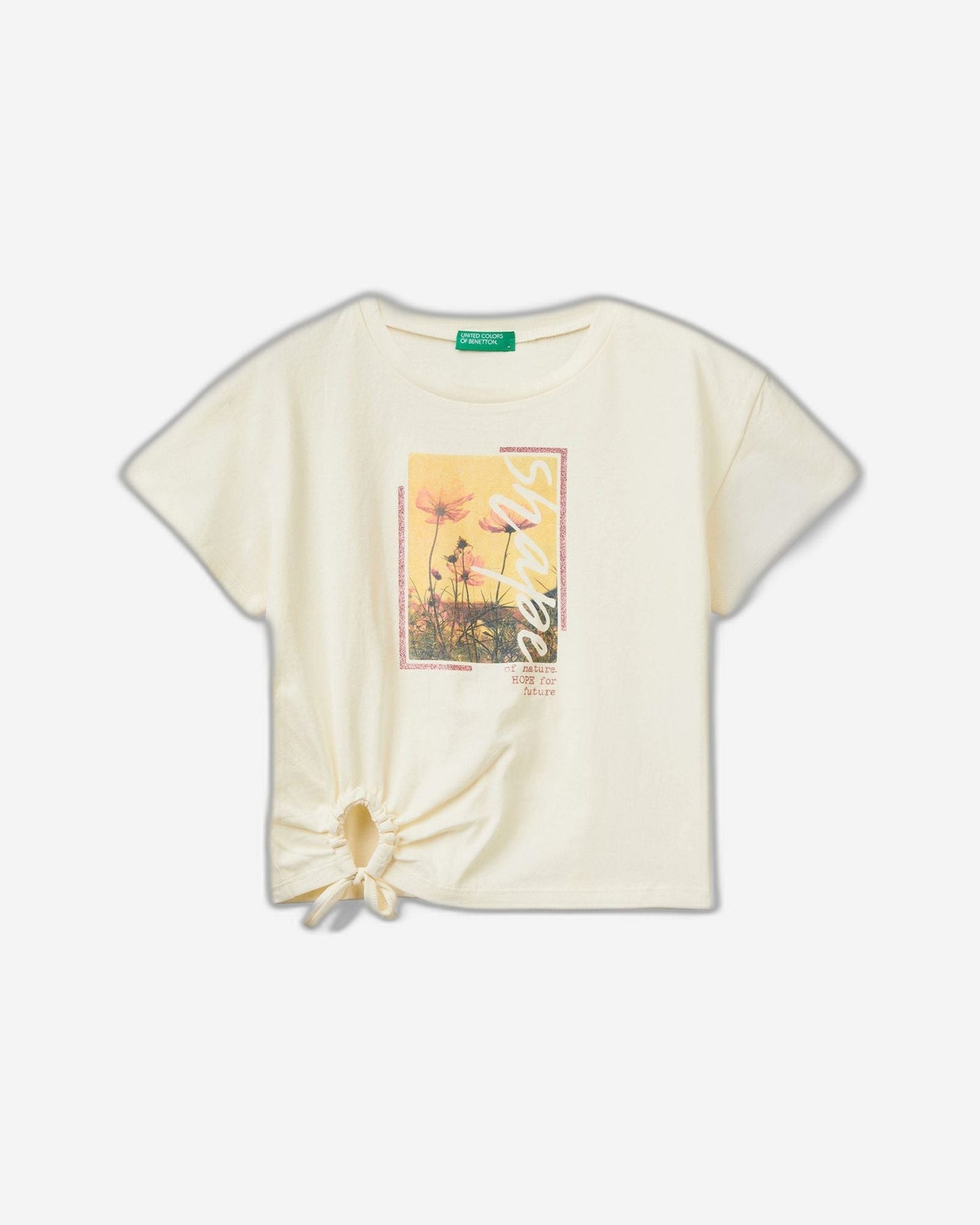 Cropped t-shirt with print and glitter