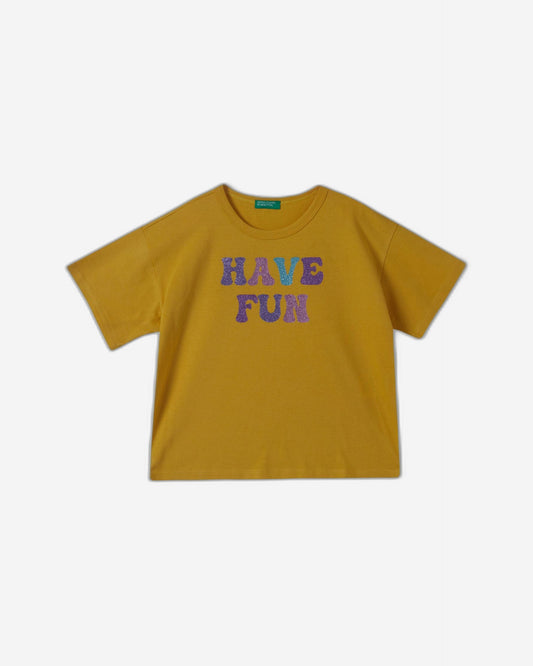 T-shirt with glittery print