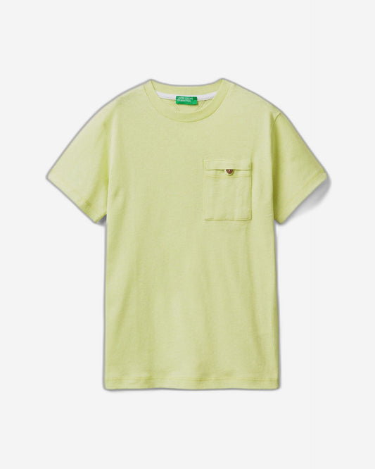 Linen blend t-shirt with pocket