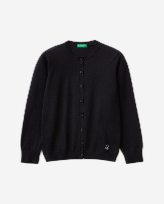 Crew neck cardigan in cotton blend