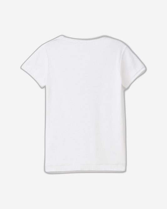 Short sleeve sweater in 100% cotton