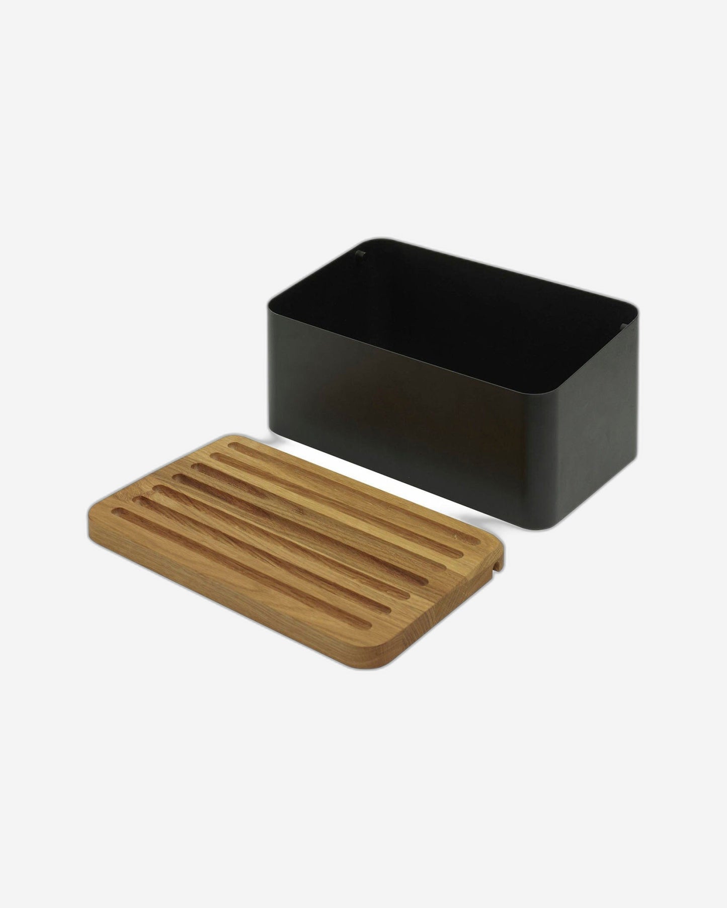 Legnoart Crispy Bread Bin Black Body & Removable Oak Bread Board Bb-80B