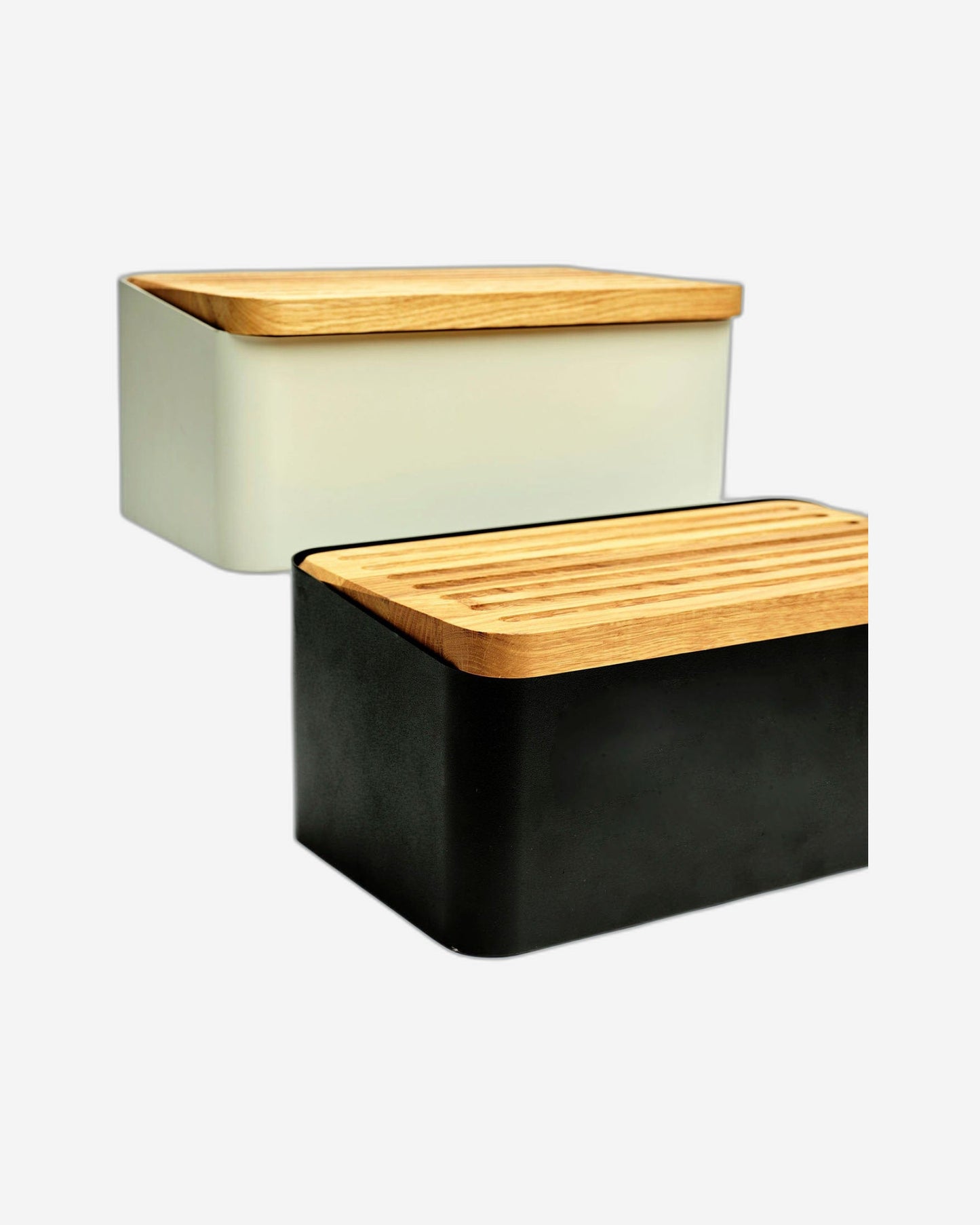 Legnoart Crispy Bread Bin Black Body & Removable Oak Bread Board Bb-80B