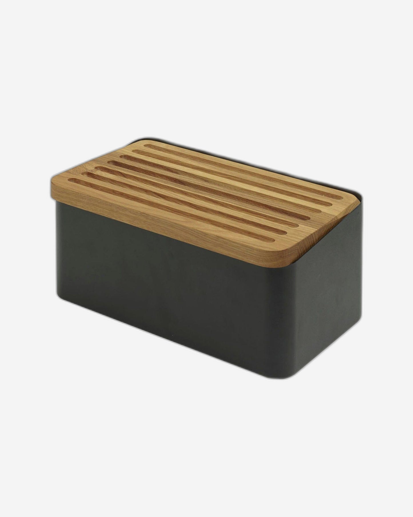 Legnoart Crispy Bread Bin Black Body & Removable Oak Bread Board Bb-80B
