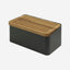Legnoart Crispy Bread Bin Black Body & Removable Oak Bread Board Bb-80B