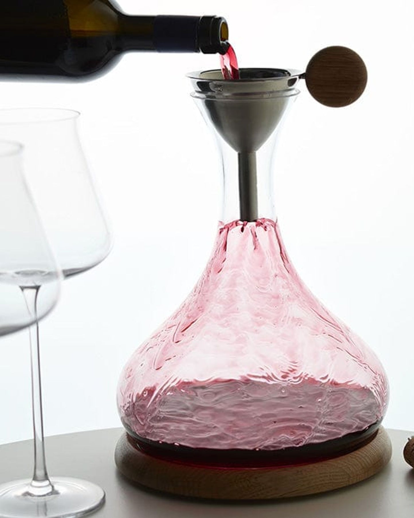 Legnoart Pedro Stainless Steel Wine Funnel With Filter And Oak Handle Fu-11