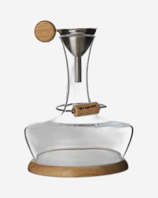 Legnoart Chateau Du Gout Decanter Set Crystal & Oak,Dying Stand,Funnel,Cork Holder,Wooden Crate