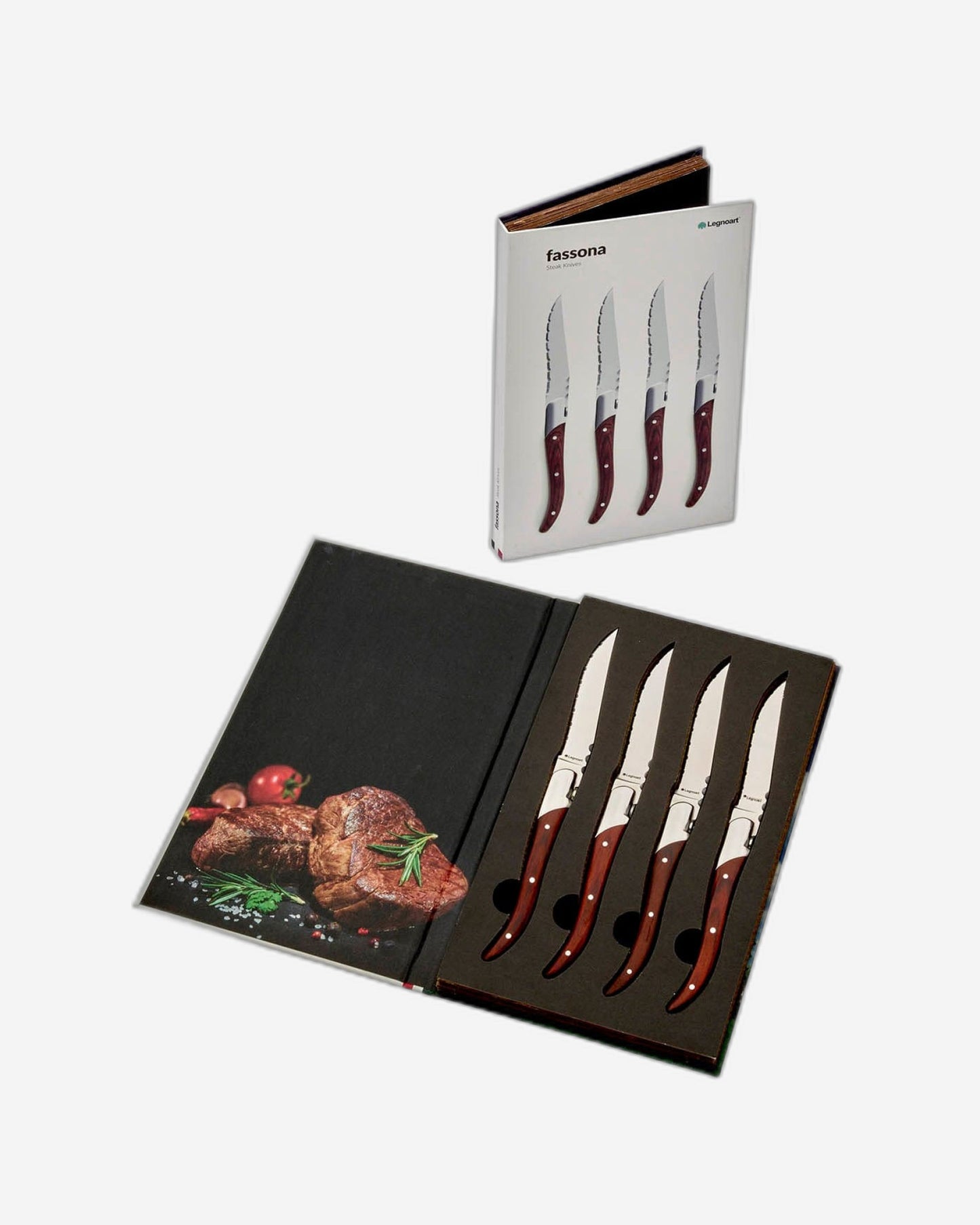 Legnoart Fassona Steak Knife Set 4 Pcs  Dark Wood Handle Sk-6