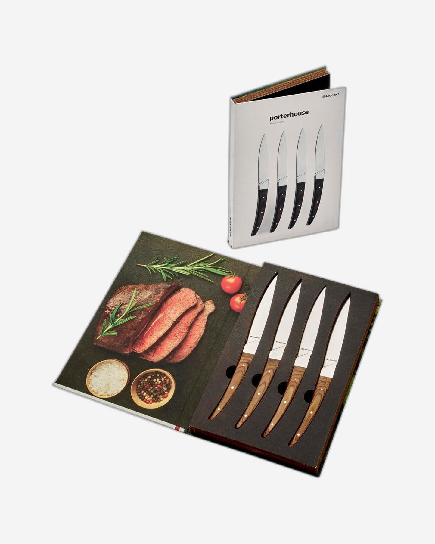 Legnoart Portehouse Set 4 Steak Knife  Stainless Steel Dark Handle Sk-7A