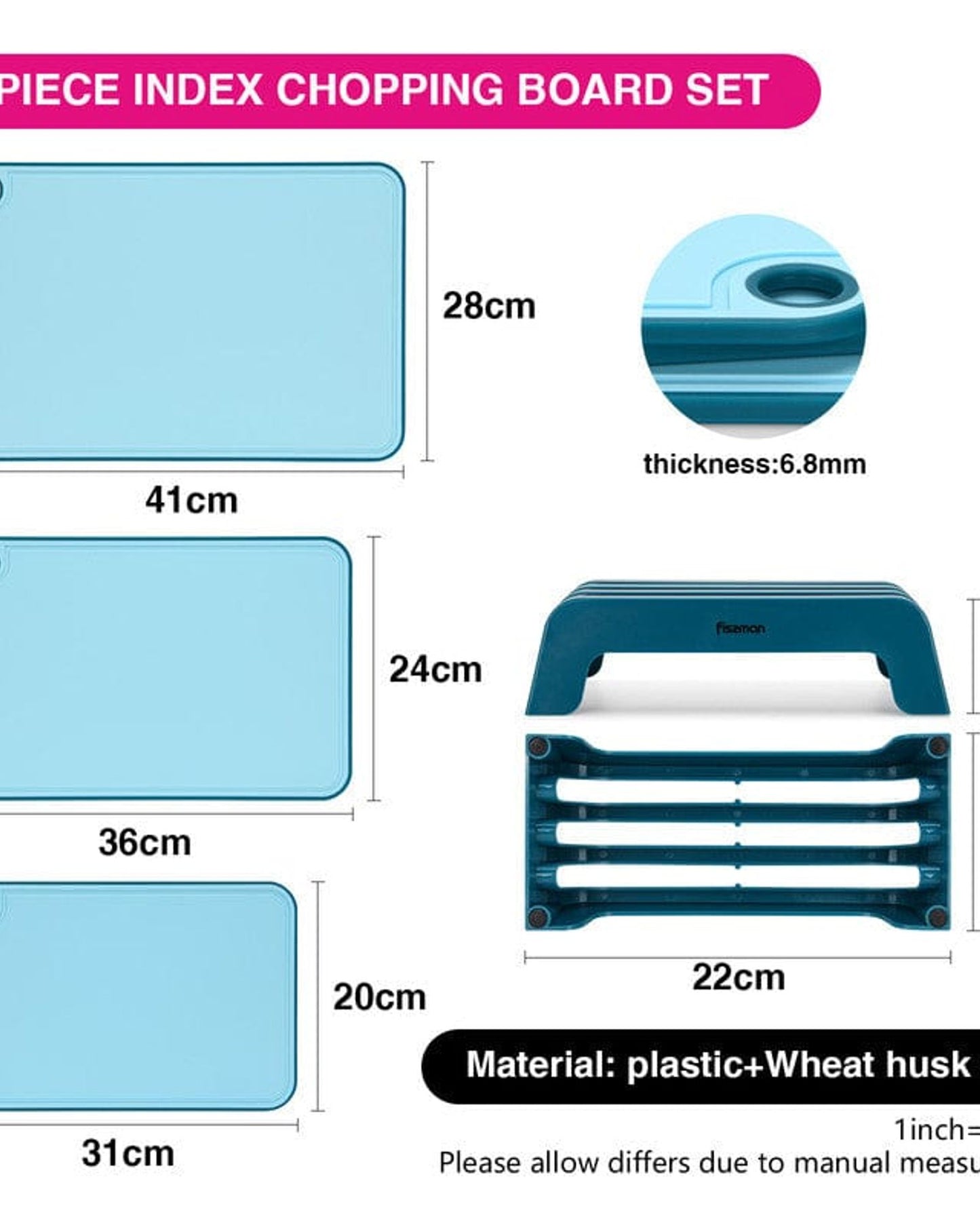 Fissman Chopping Boards /Tpr 3Pc Blue