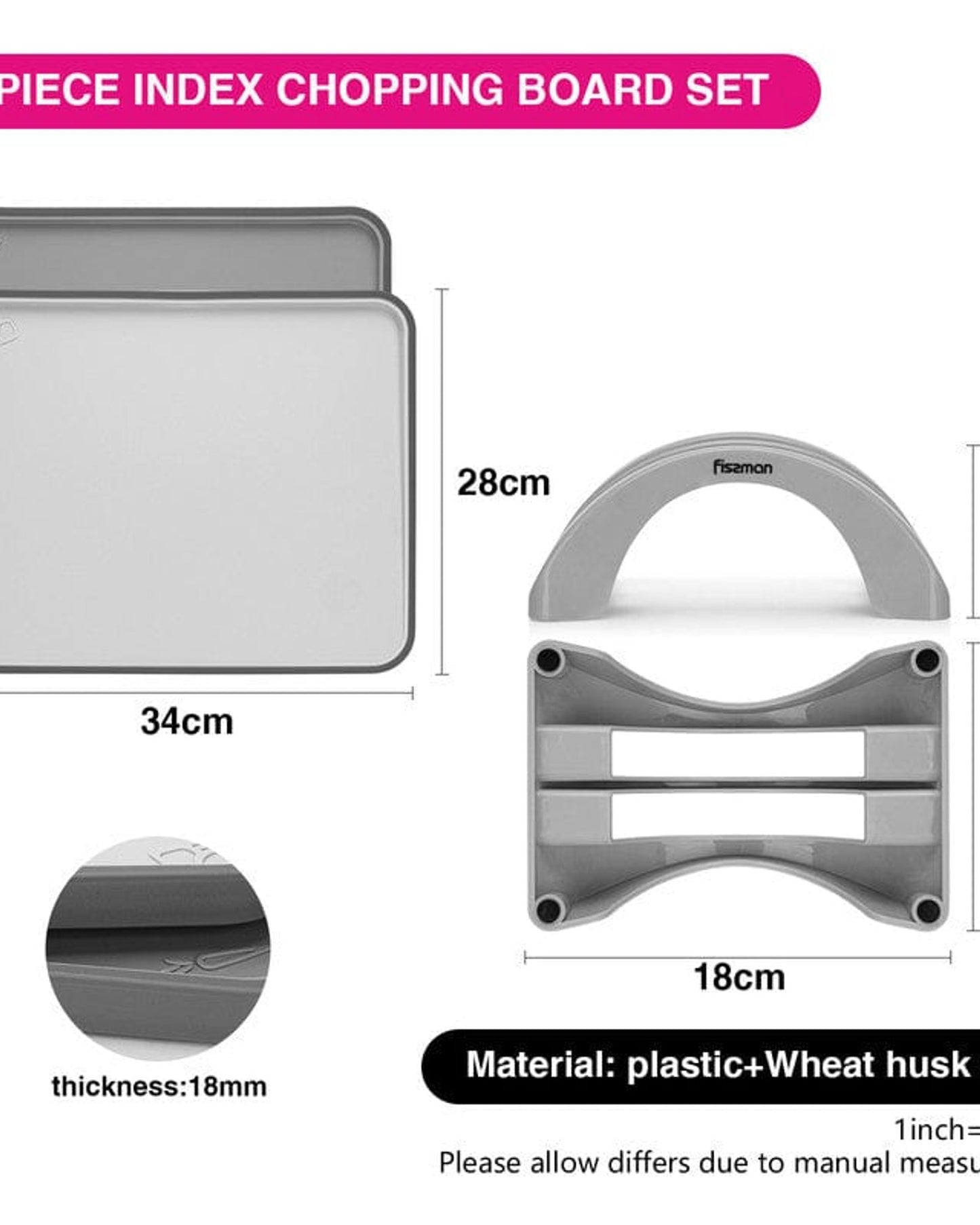 Fissman Chopping Boards /Tpr 2Pc Grey 34cm