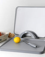 Fissman 2 Piece Index Chopping Boards 34X28 Cm With Holder Grey Plastic+ Tpr