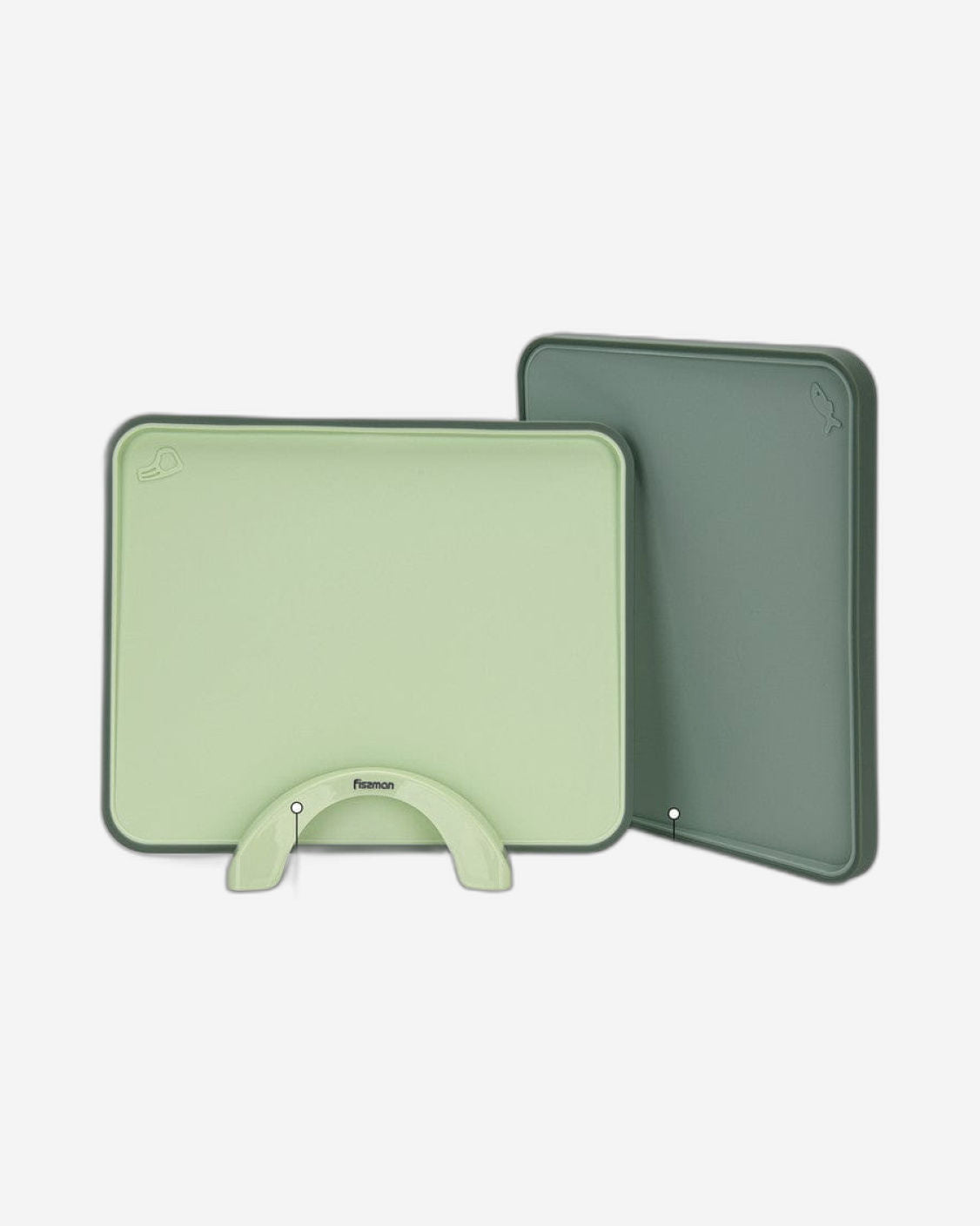 Fissman 2 Piece Index Chopping Boards 34X28 Cm With Holder Green Plastic+ Tpr