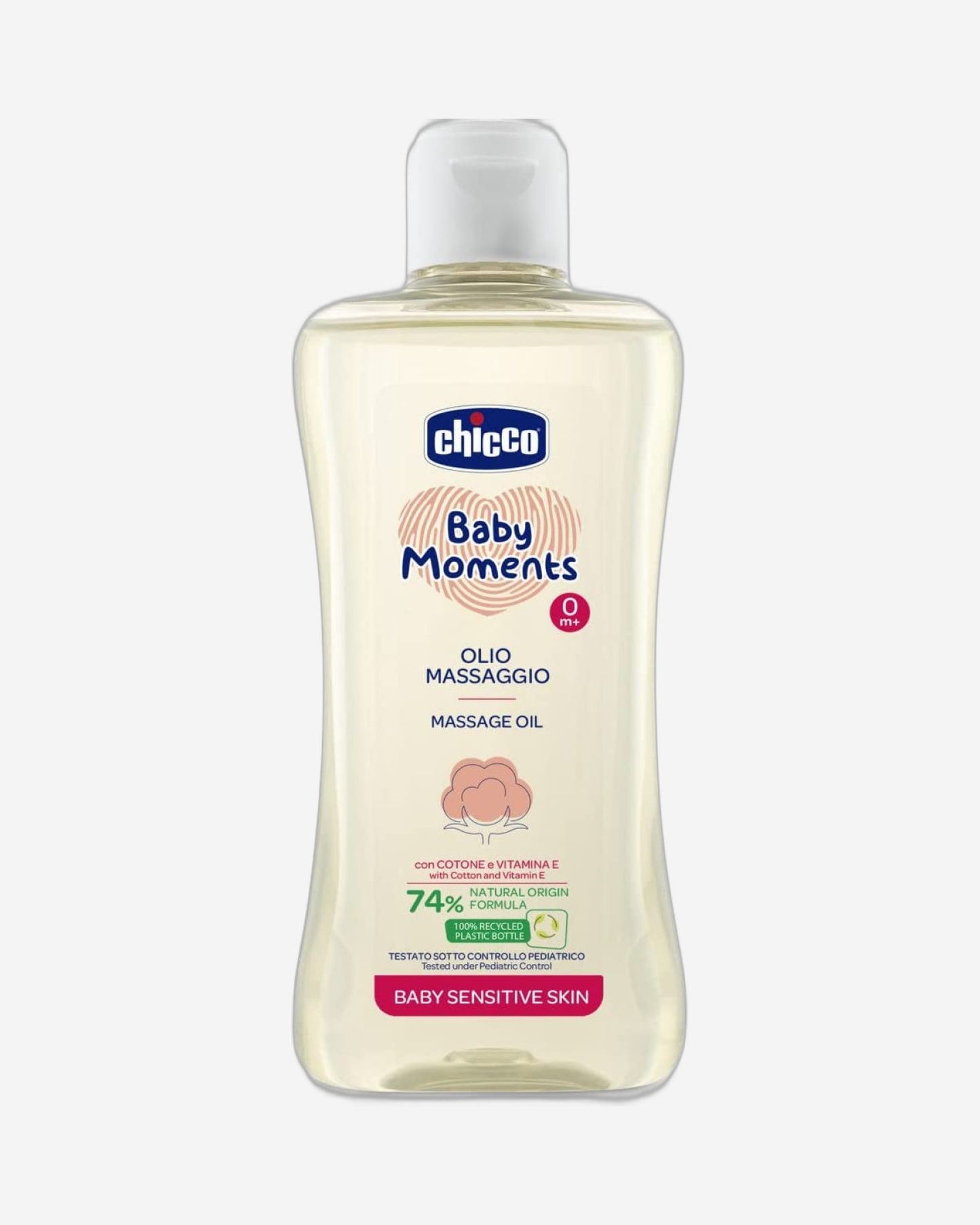 Chicco Baby Moments Massage Oil For Baby Sensitive Skin 0M+ 200ml, Multicolor