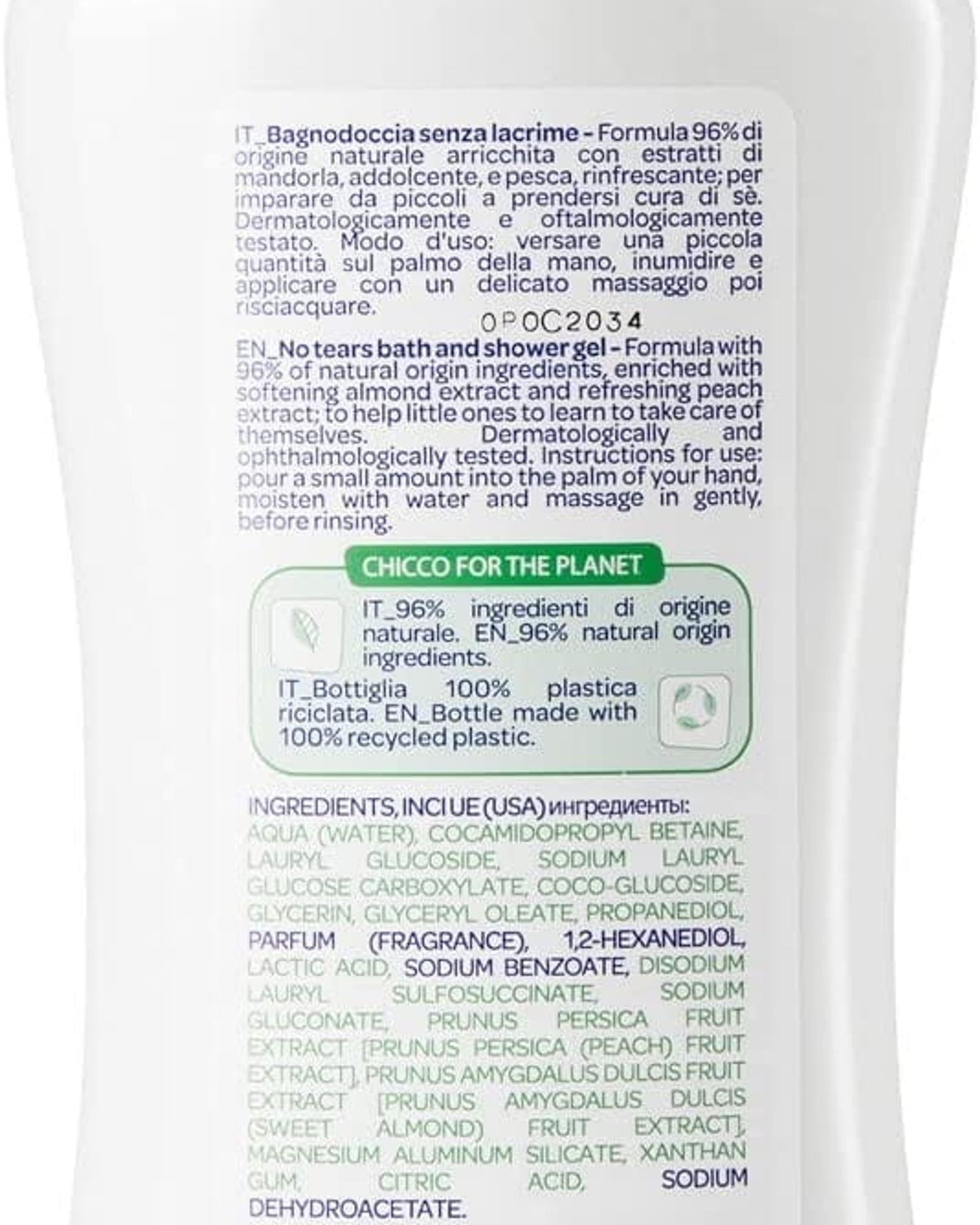 Chicco Baby Moments Bath and Shower Gel No Tears for Kids - 500mL