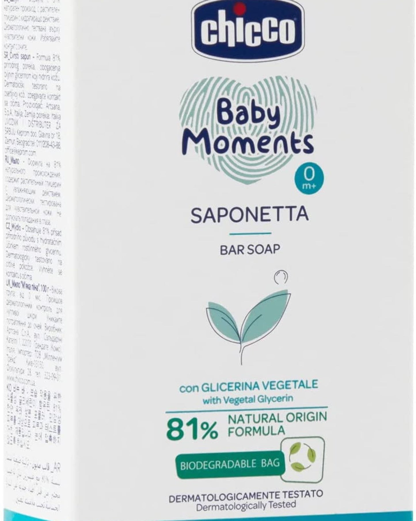 Chicco Baby Moments Bar Soap For Baby Skin 0M+ 100Gr, Multi Color