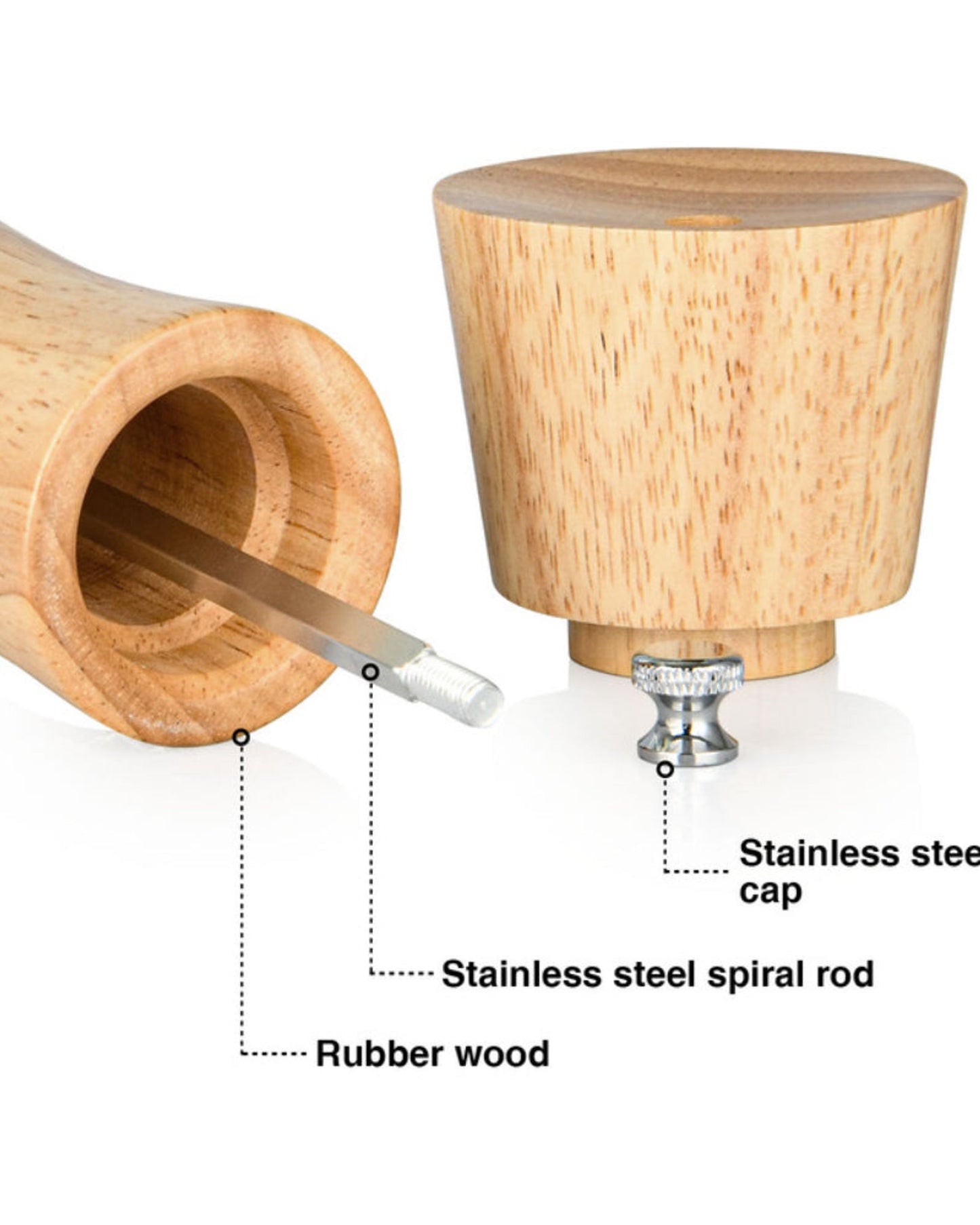 Fissman Salt and Pepper Mill Rook Shape Brown Wooden Style 16cm