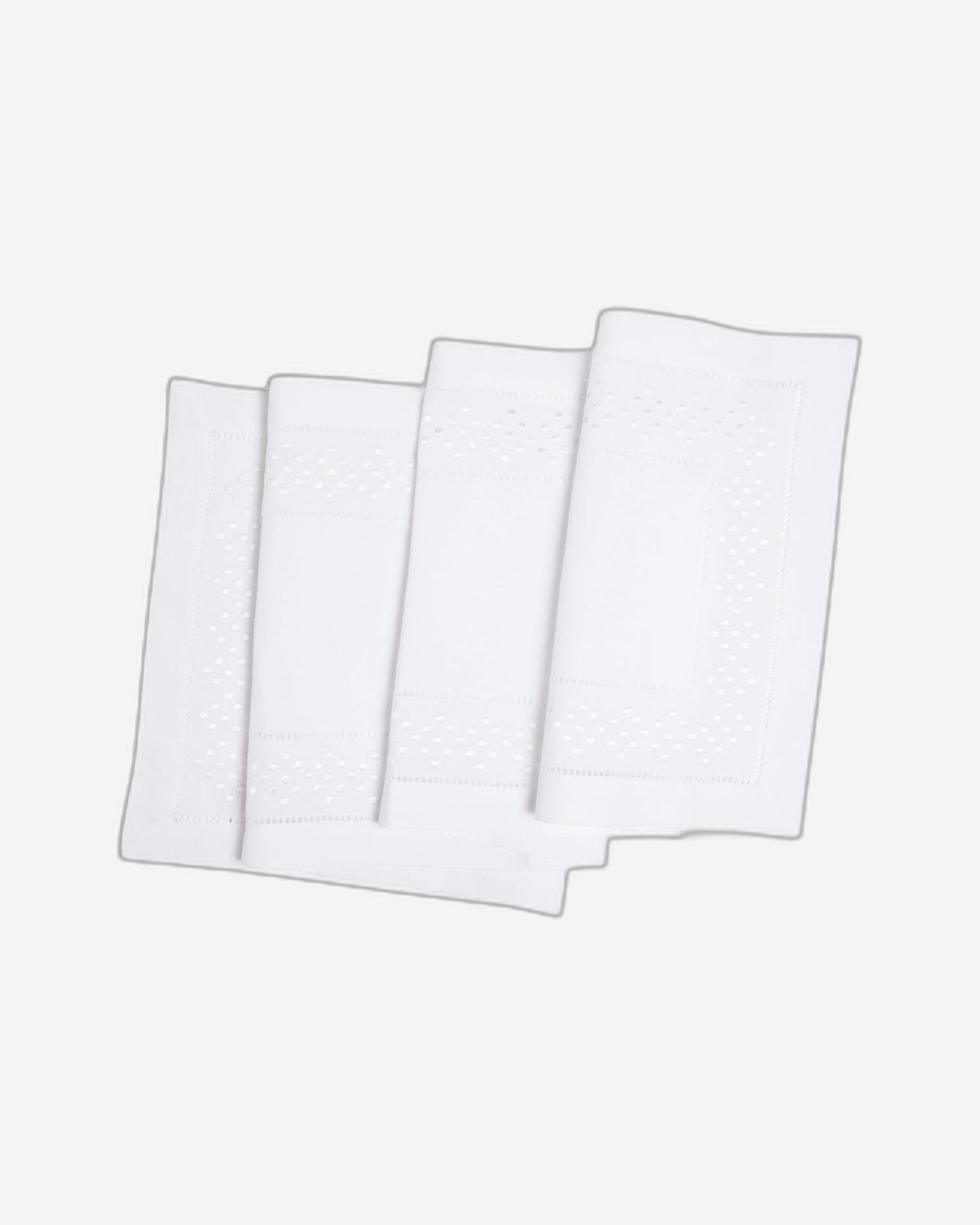 Paramount Poly Faux White Linen With Embroidery Hemstitch Table Runner