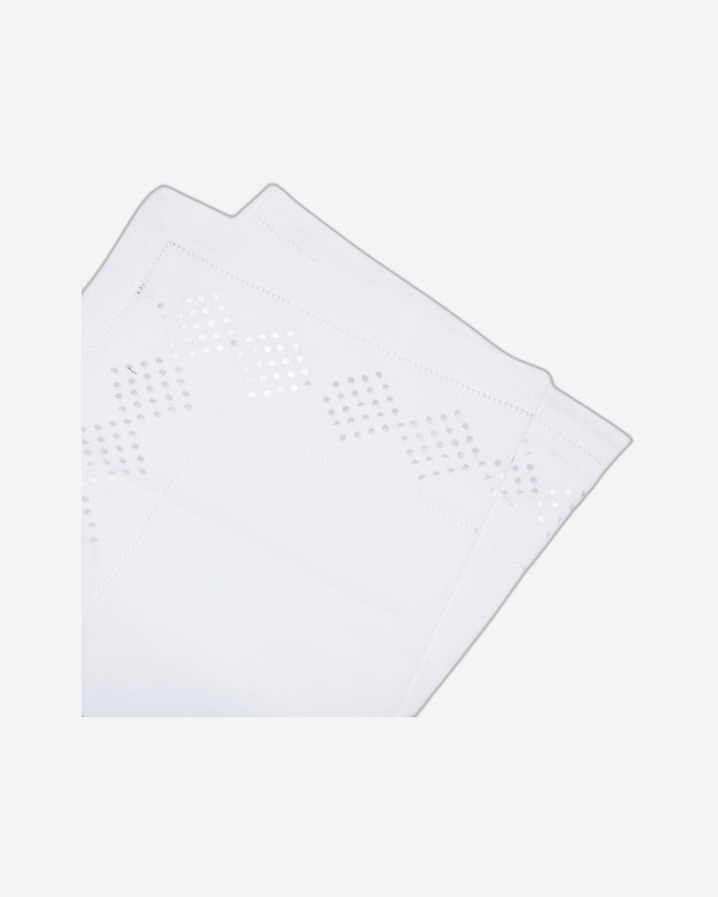 Paramount Poly Faux White Linen With Embroidery Hemstitch Tablecloth