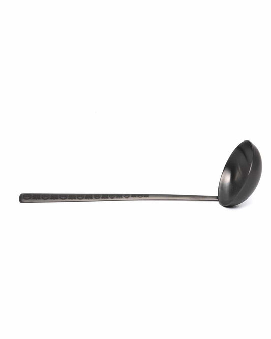 Belo Inox Obelisko Cutlery In Matt Black With Laser Engraved Soup Ladle - Gift Box