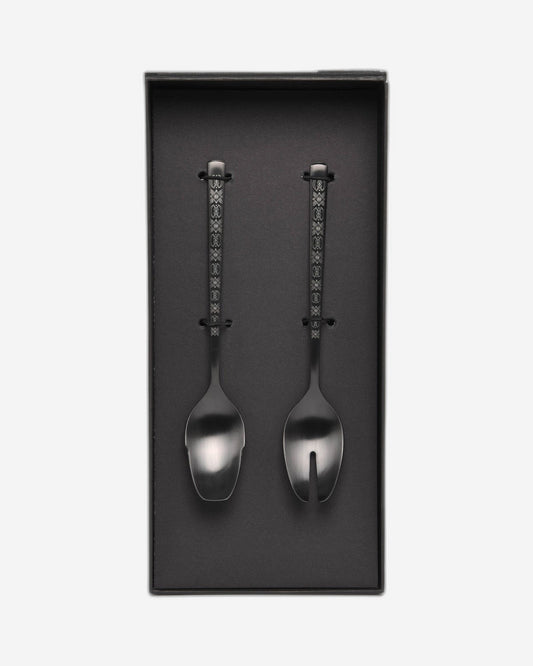 Belo Inox Obelisko Cutlery In Matt Black With Laser Engraved- Salad Serving 2P - Gift Box
