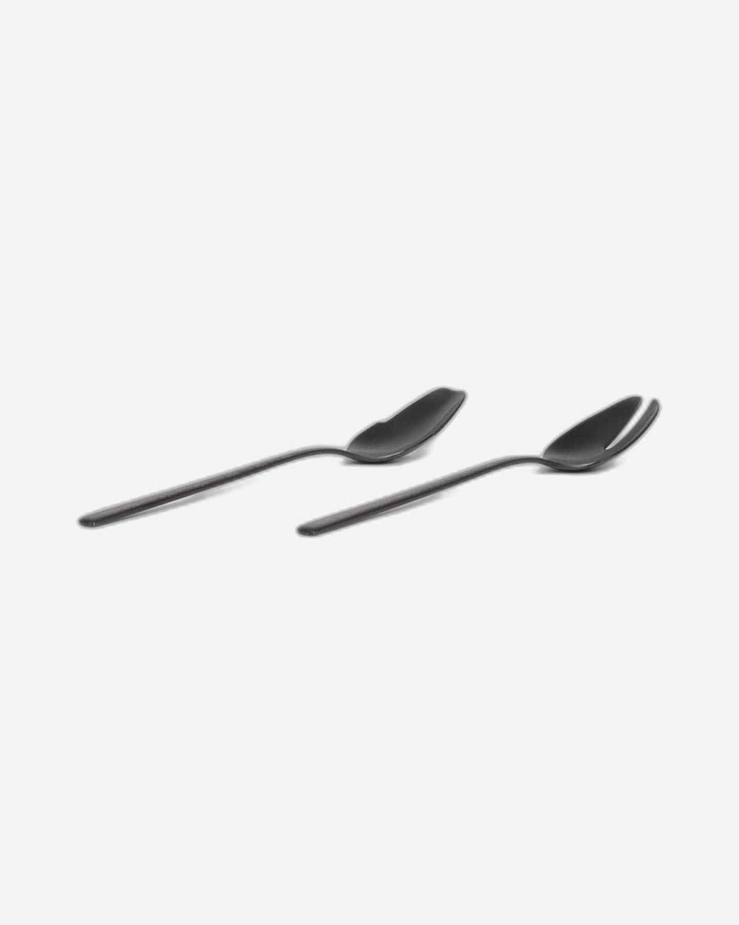 Belo Inox Obelisko Cutlery In Matt Black With Laser Engraved- Salad Serving 2P - Gift Box