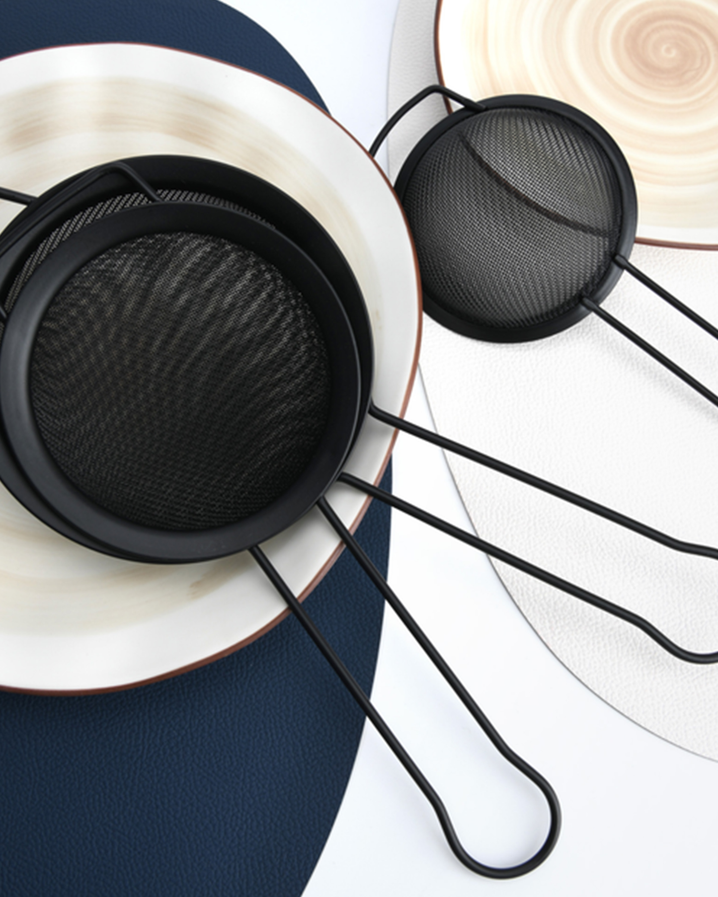 Fissman Fine Mesh Strainer Set Black 10cm, 12cm, 14cm 3 Piece