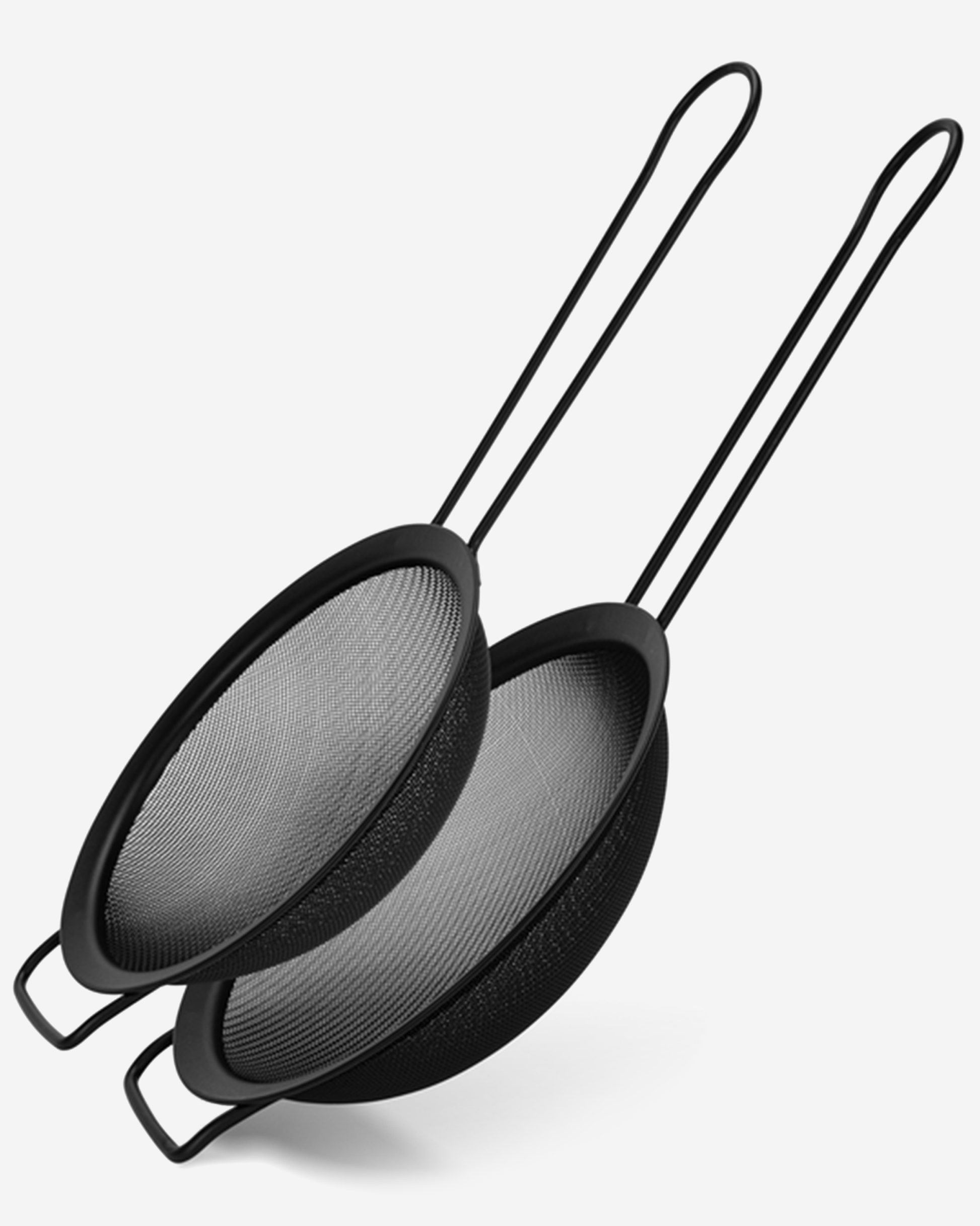 Fissman 2-Piece Fine Mesh Black Strainer with Hanging Loop Set, 16cm,and 18cm