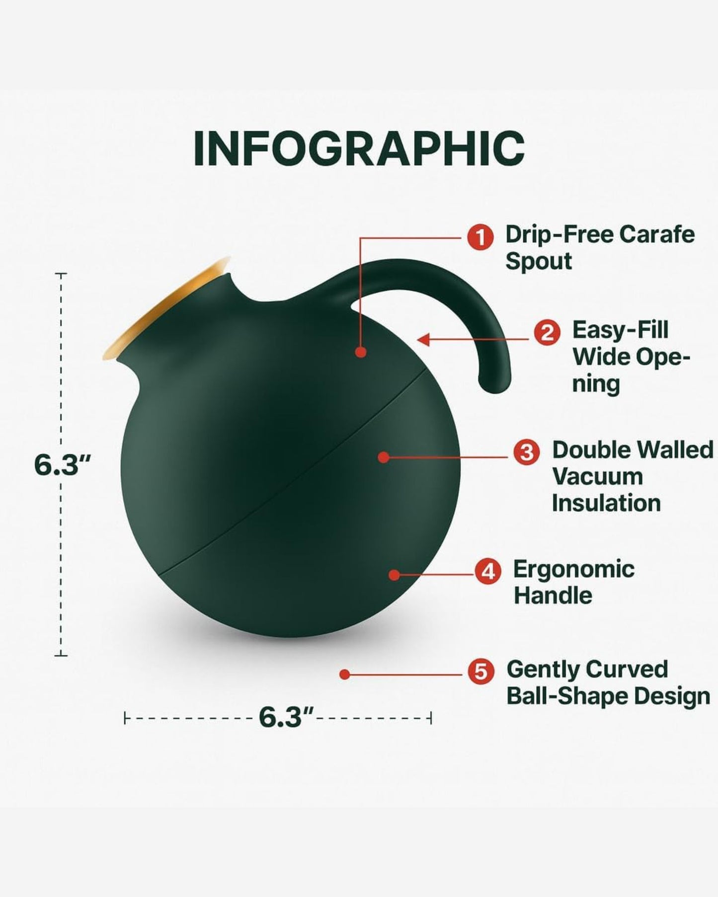 Eva Solo 502709 Globe VJ 1L Emerald Green Gold Rim CUSTOM MADE