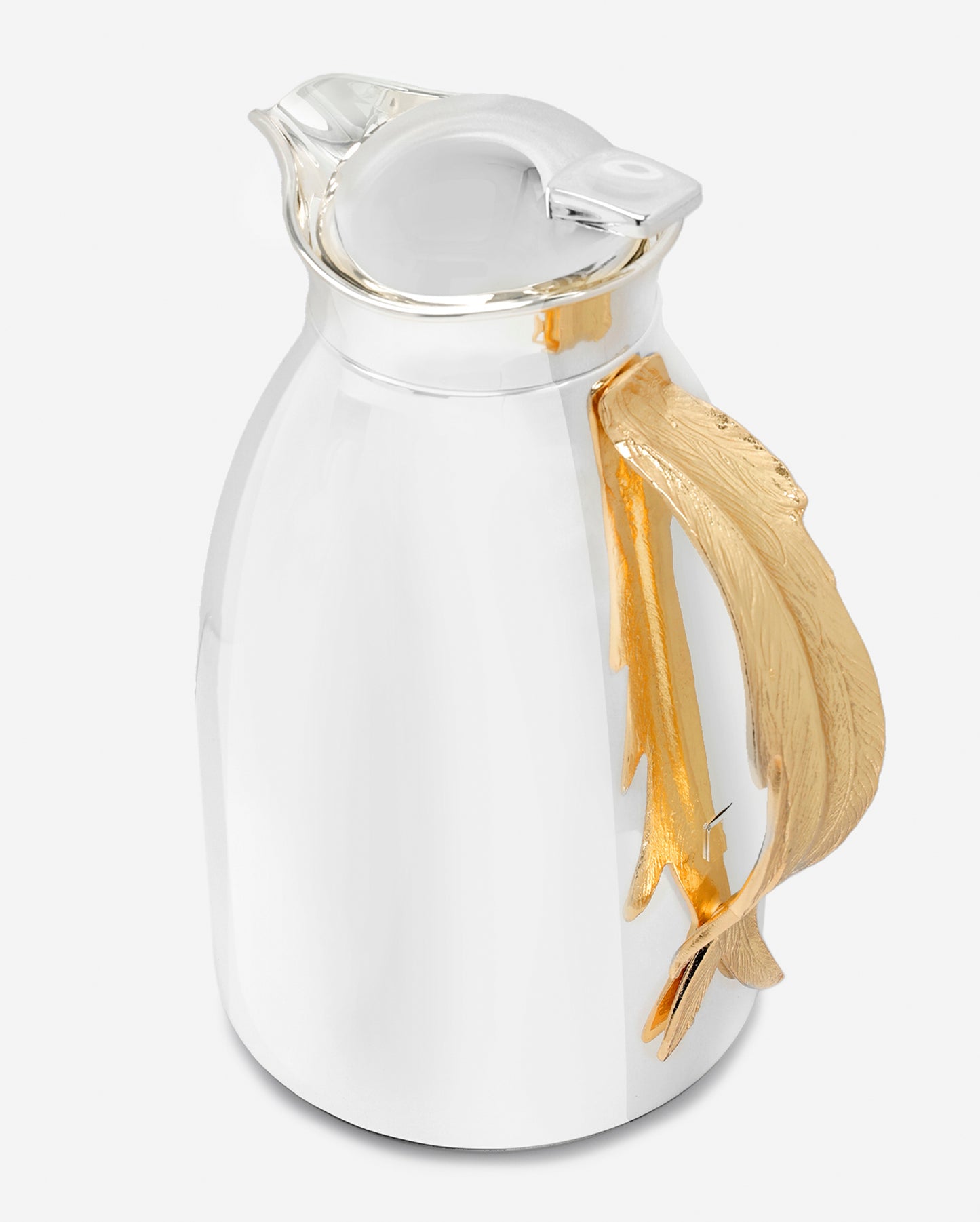 Pantazelos Thermos Plain Silver With Antique Finish Gold Plated Handles