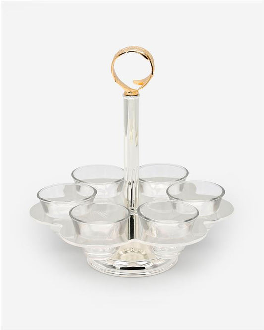 Pantazelos Stand For 6 Arabic Coffee Cups(Includes) With  Antique Finish Handle