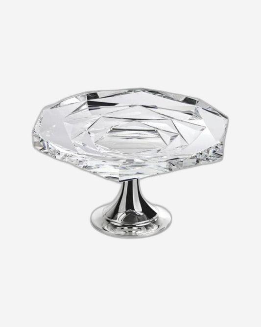 Winko Compote Round Dish With Pedestal 20cm Diamond Handmade Lead Free K9 Crystal Rose Blossom